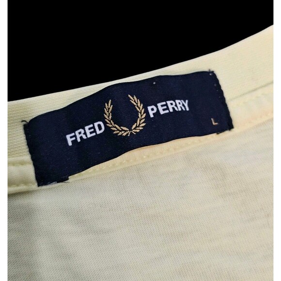Fred Perry Maxi Logo Tshirt Mens Large L Wax Yellow Tee Crewneck - Picture 4 of 16